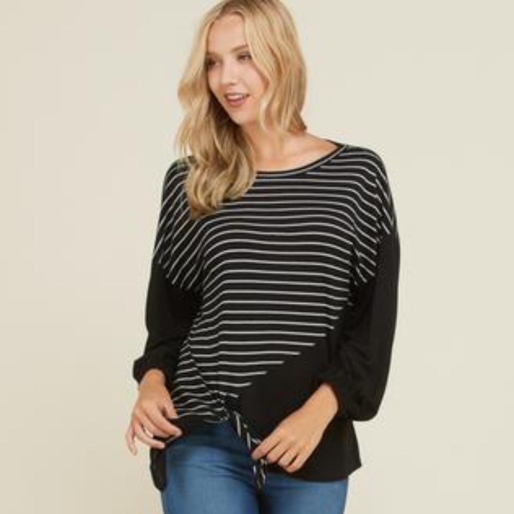 Jennifer Color Block/Striped Tie Top